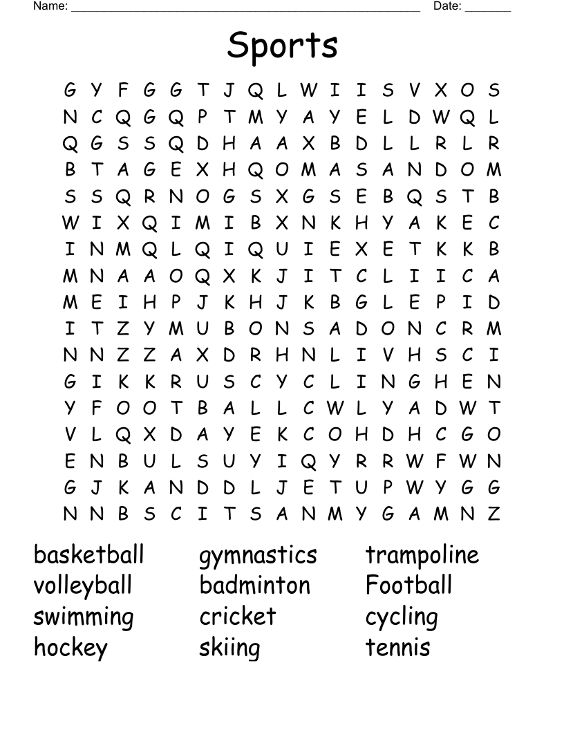 Sports Word Search