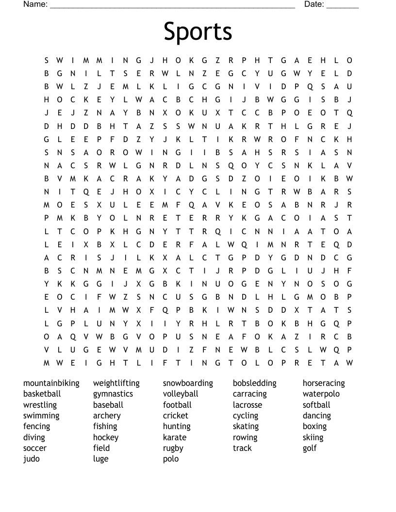 Sports Word Search