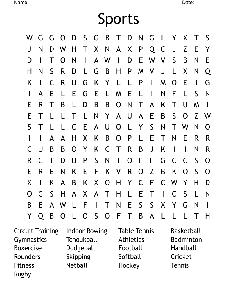 Sports Word Search