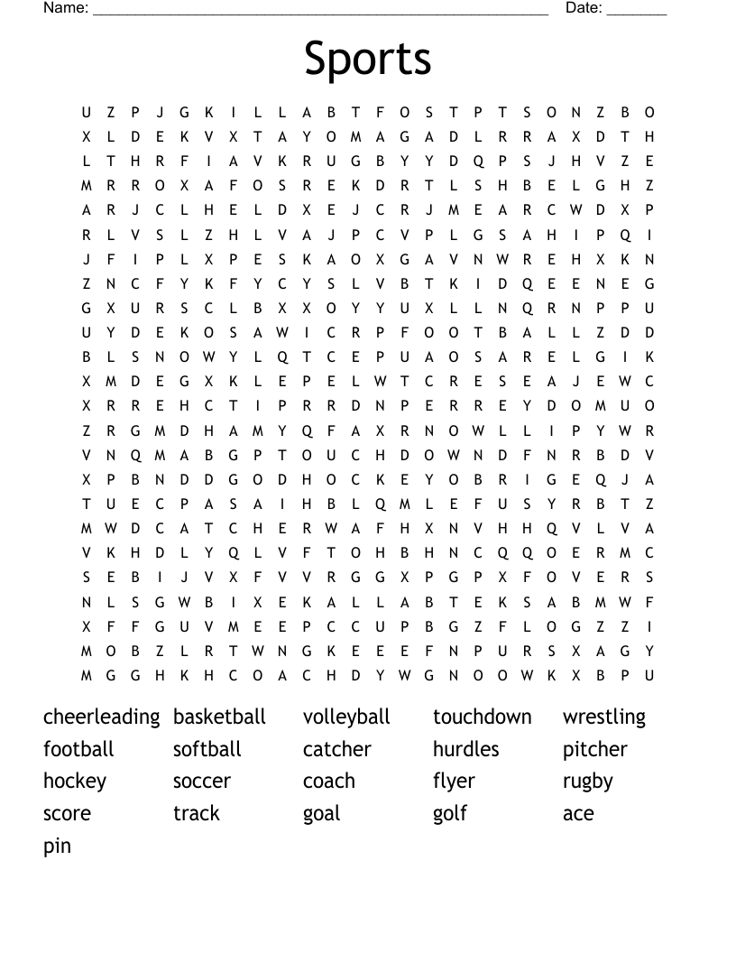Sports Word Search