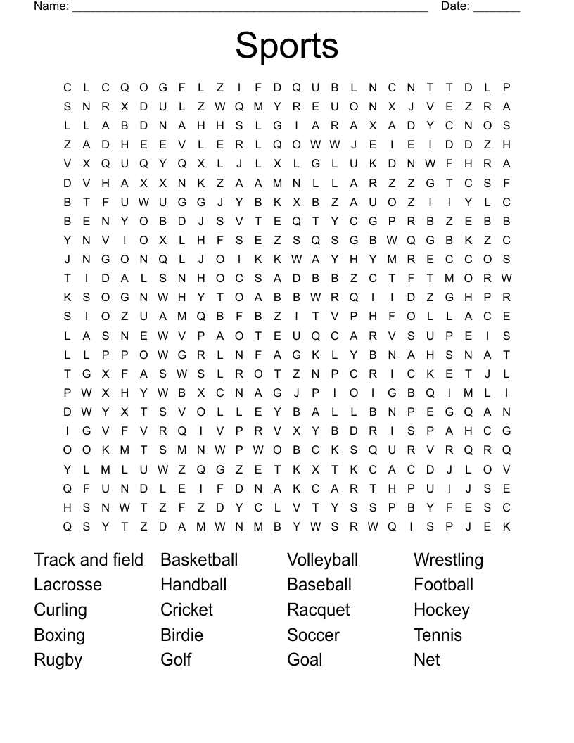 Sports Word Search