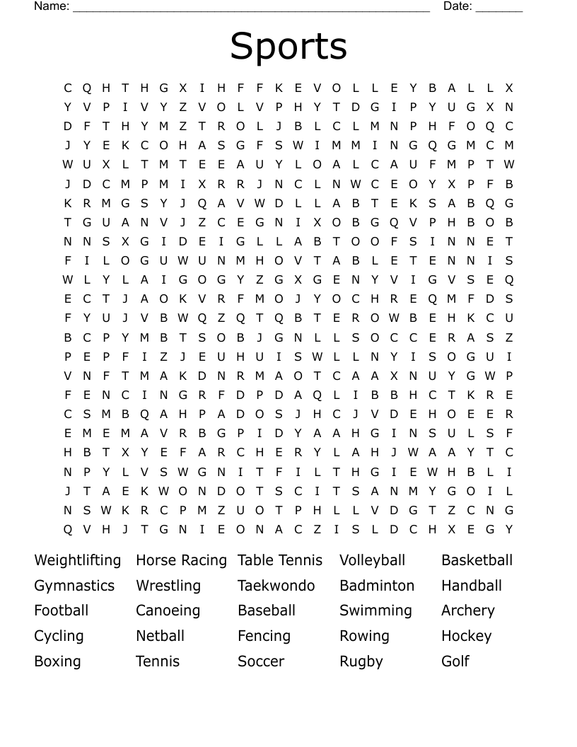 Sports Word Search
