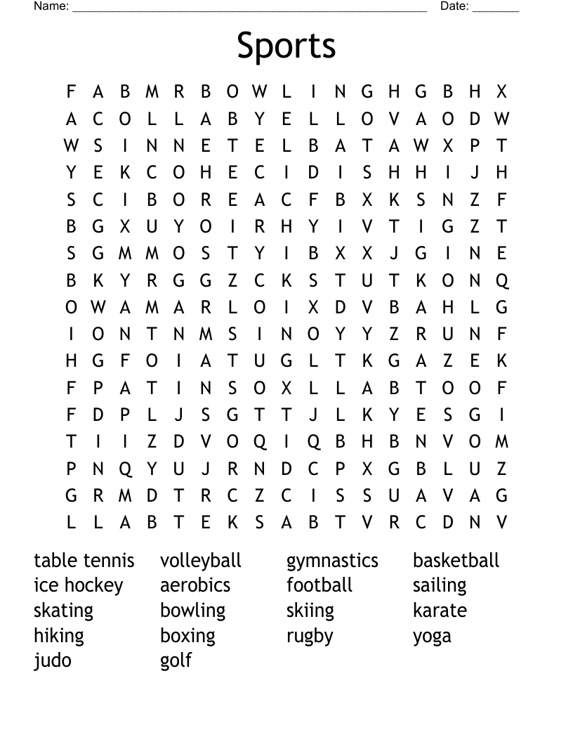 Sports Word Search