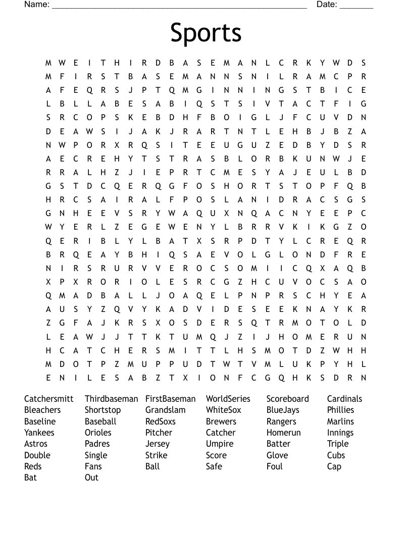 Sports Word Search