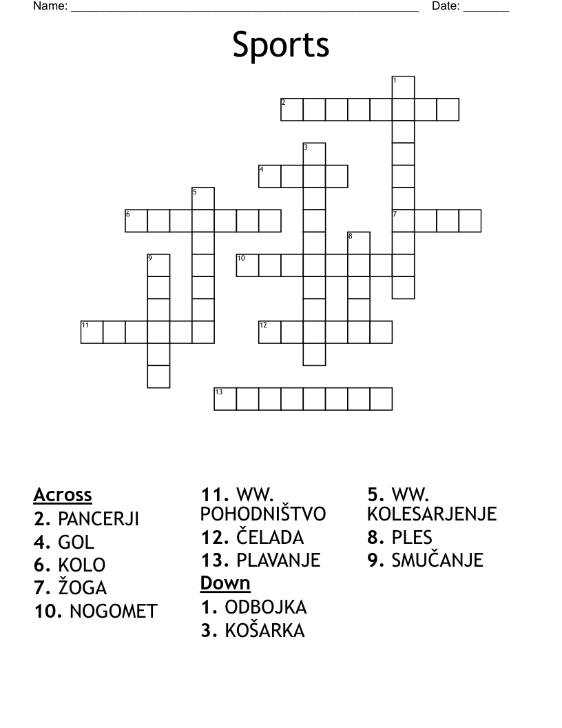 Sports Crossword