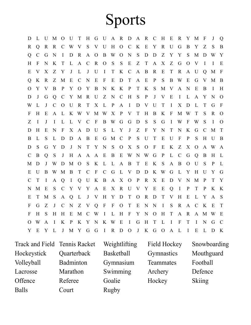 Sports Word Search
