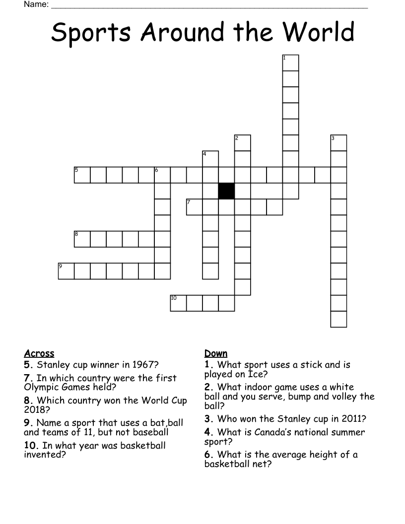Sports Around the World Crossword