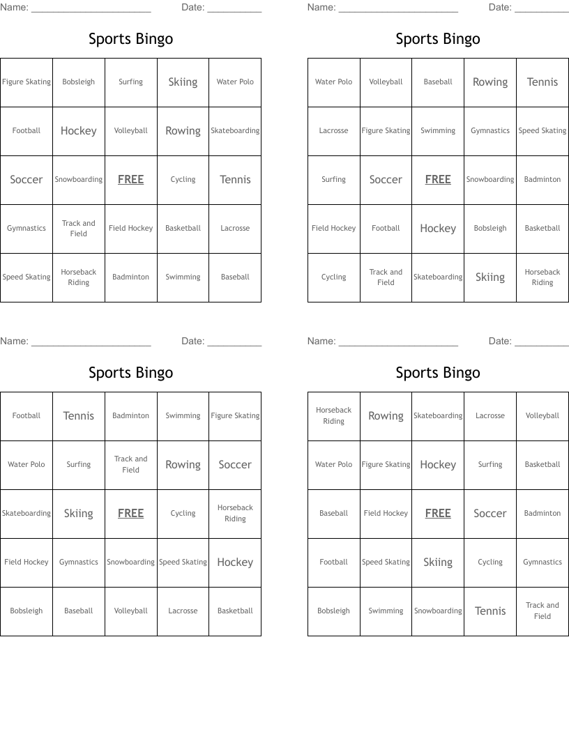 Sports Bingo