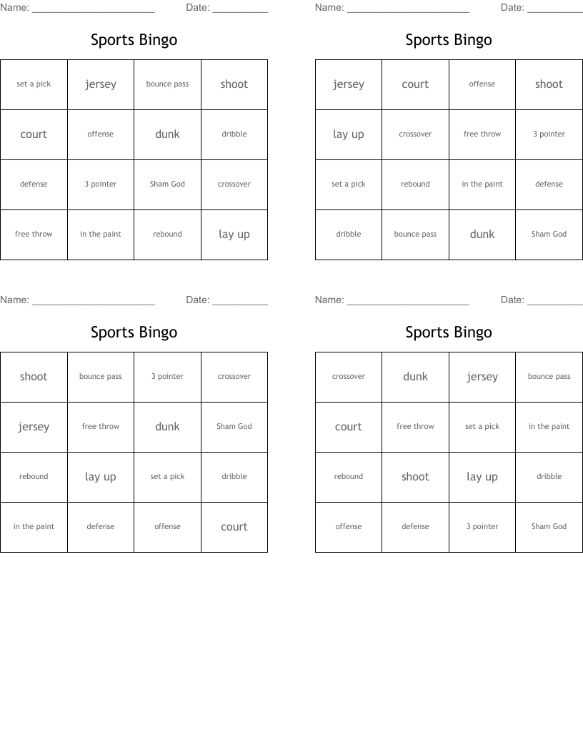 Sports Bingo 