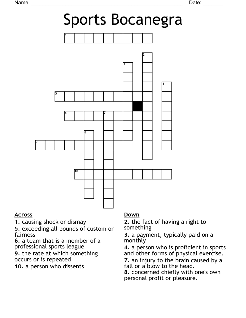 Sports Bocanegra Crossword