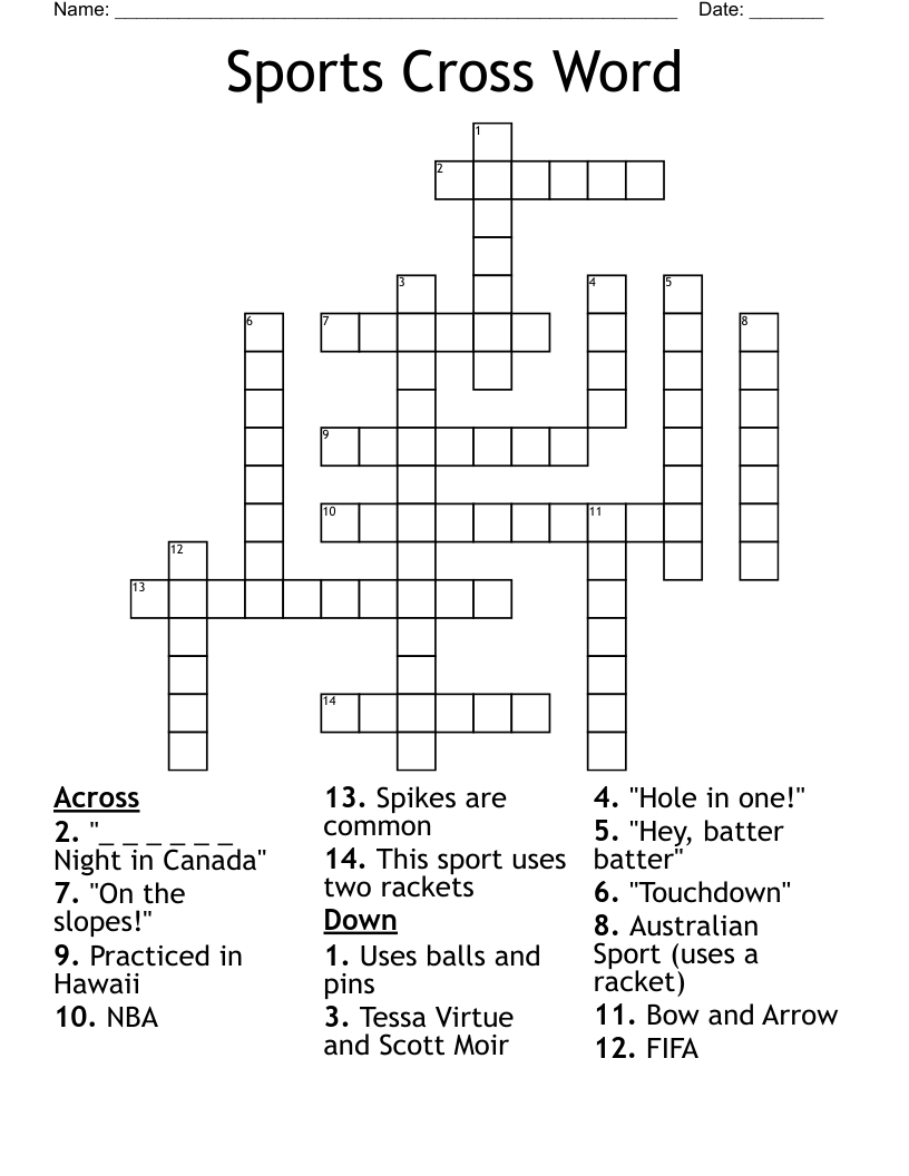 Sports Cross Word