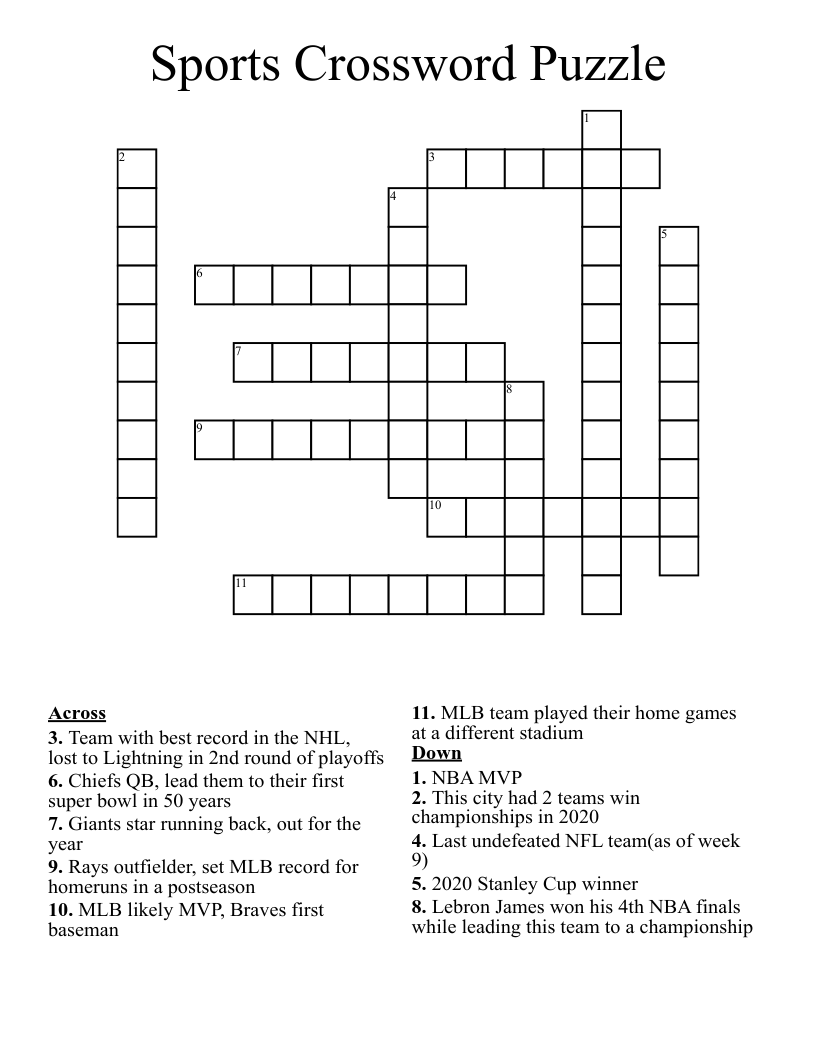 Sports Crossword Puzzle