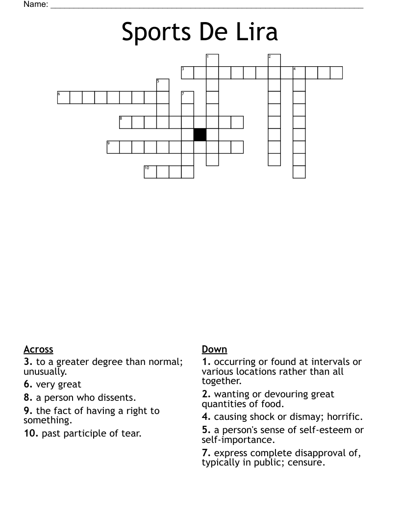 Sports De Lira Crossword