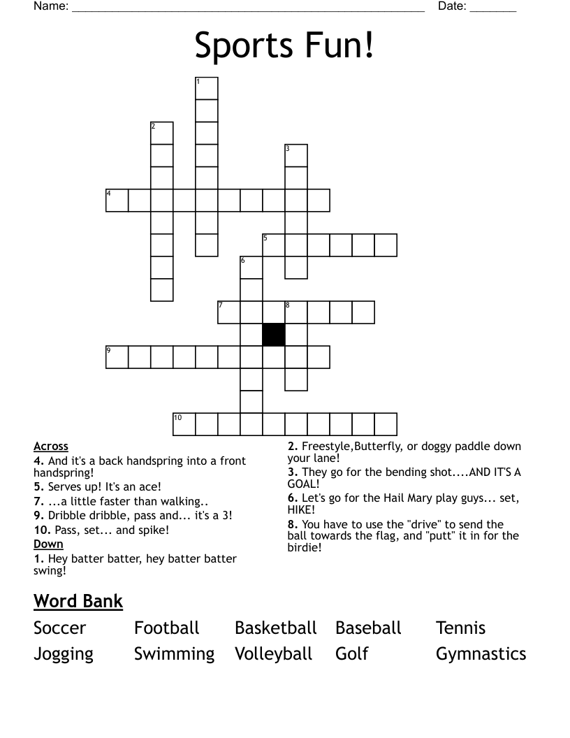 Sports Fun! Crossword