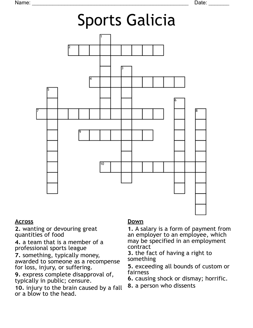 Sports Galicia  Crossword
