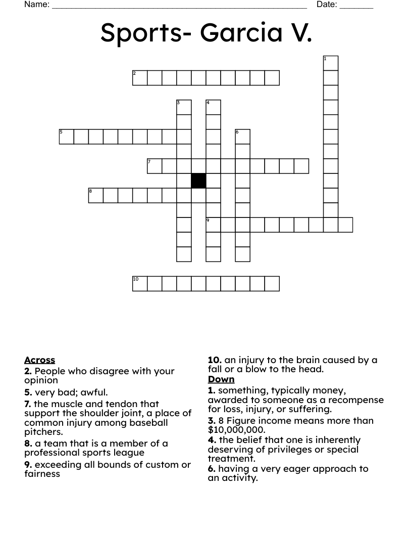 Sports- Garcia V. Crossword
