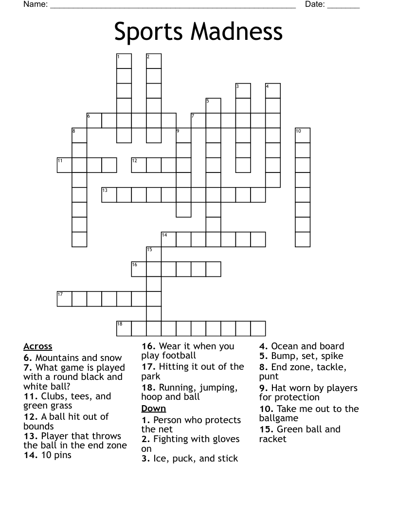 Sports Madness Crossword