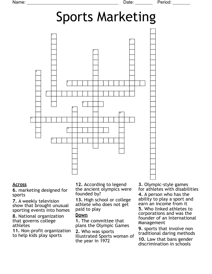 Sports Marketing  Crossword
