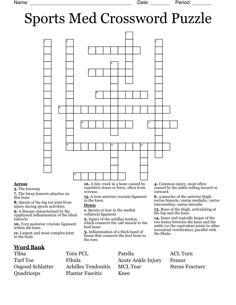 Sports Med Crossword Puzzle