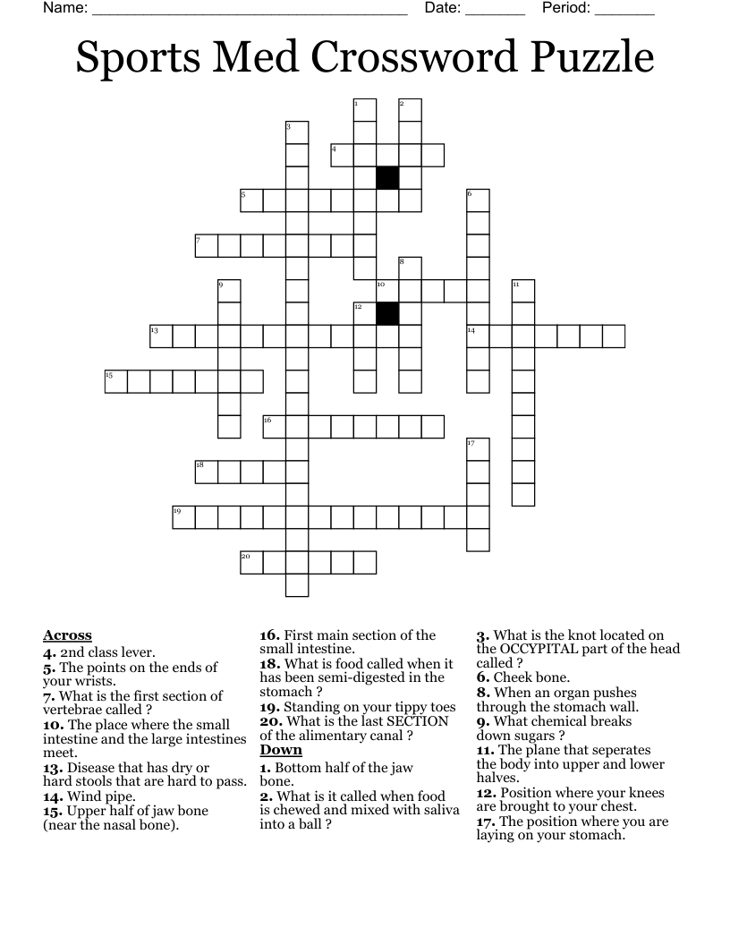 Sports Med Crossword Puzzle