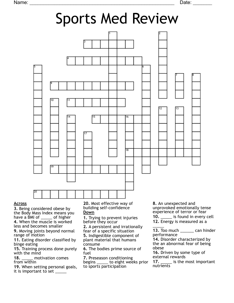 Sports Med Review Crossword