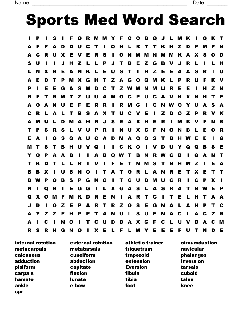 Sports Med Word Search