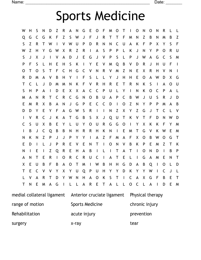 Sports Medicine Word Search