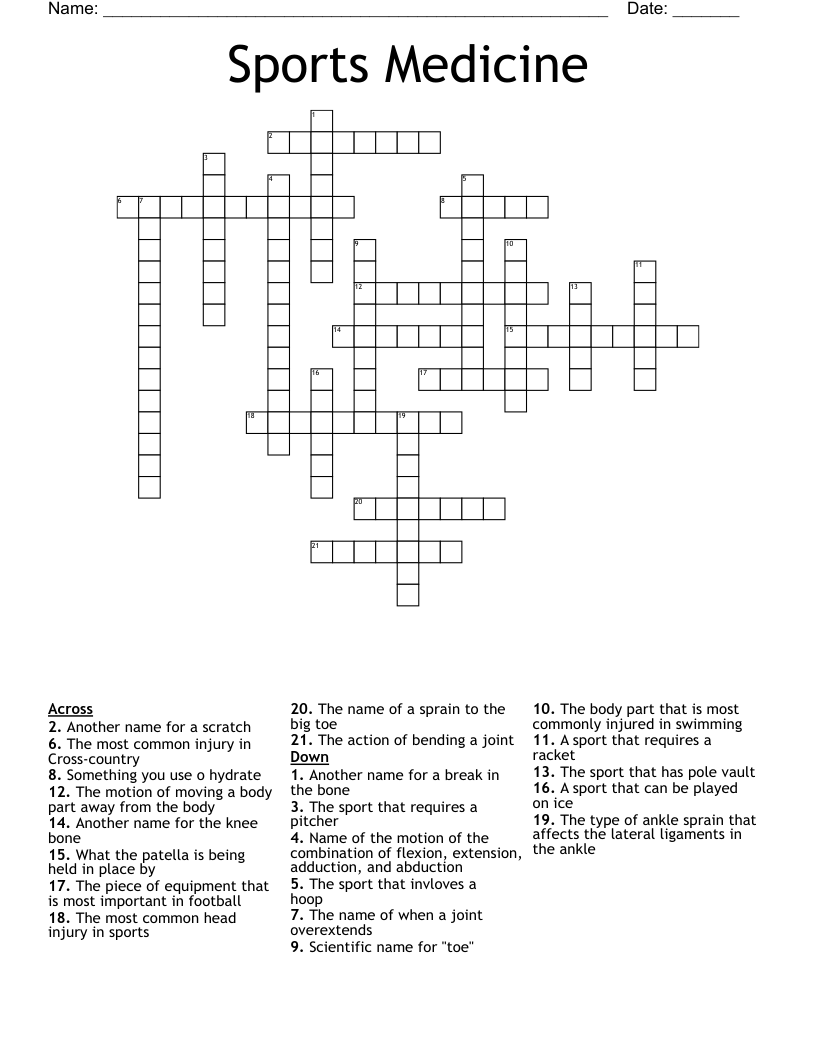 Sports Medicine Crossword