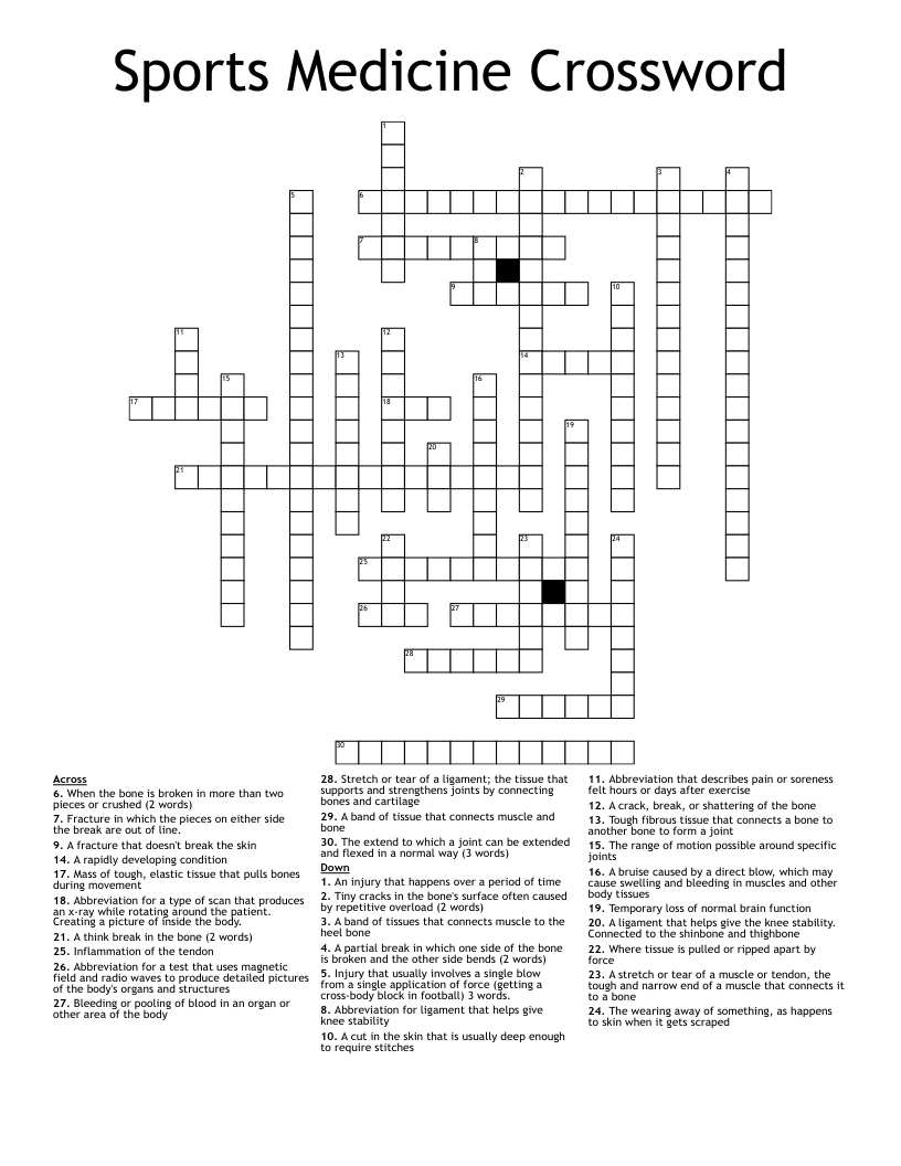 Sports Medicine Crossword