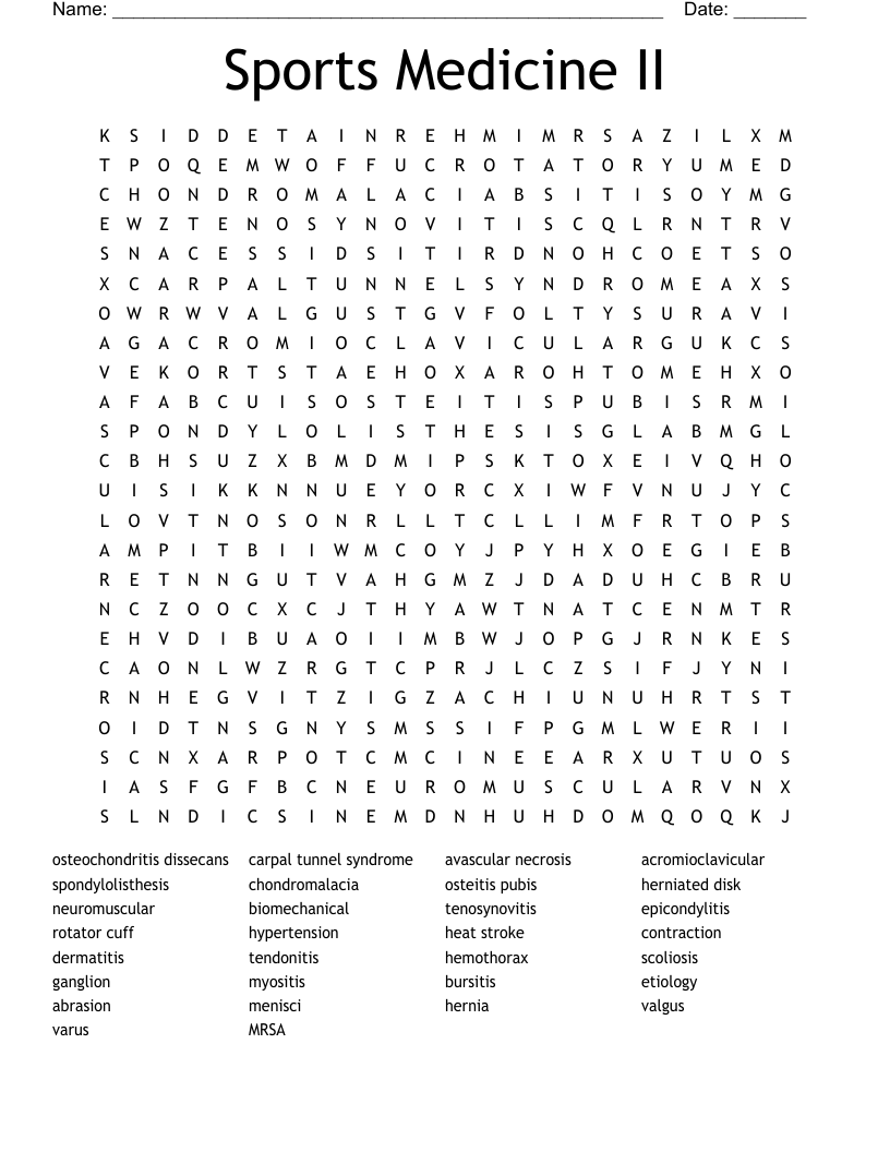 Sports Medicine II Word Search