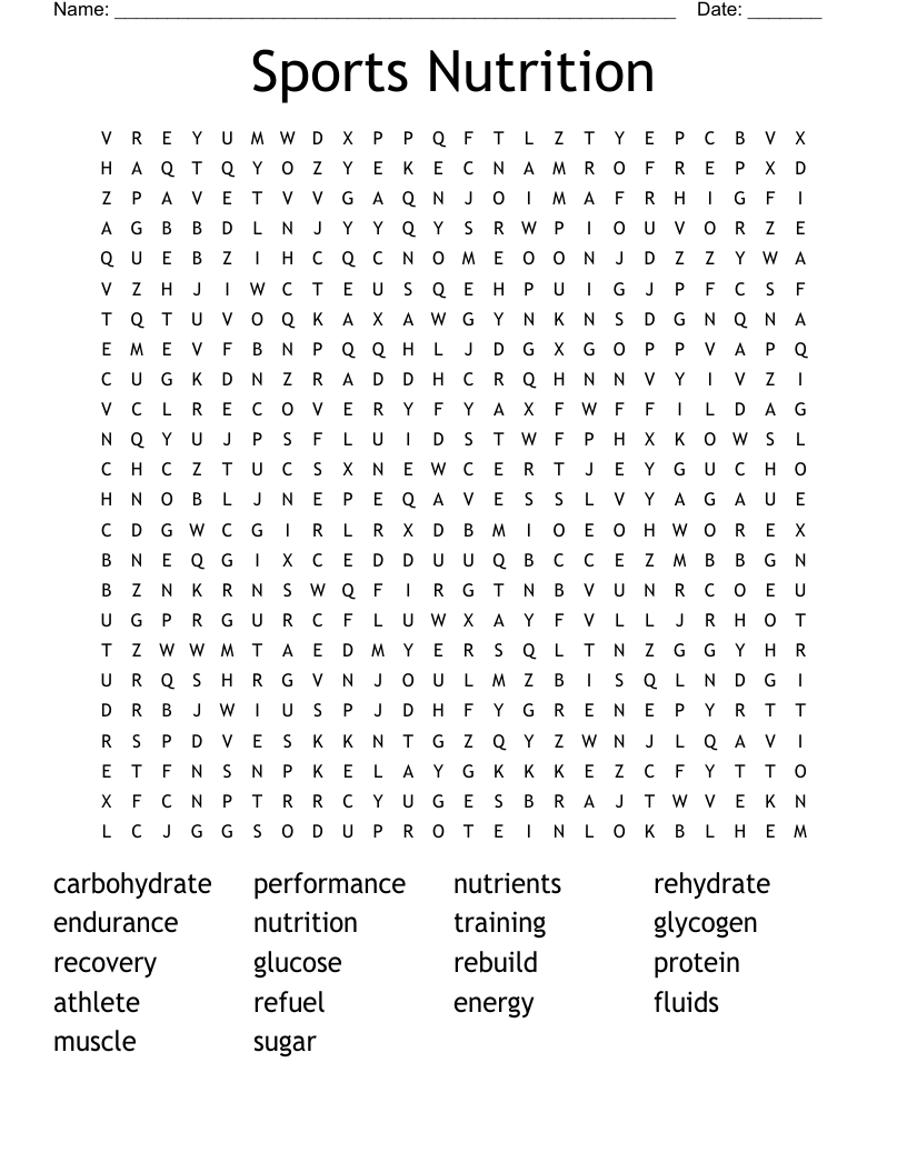 Sports Nutrition Word Search
