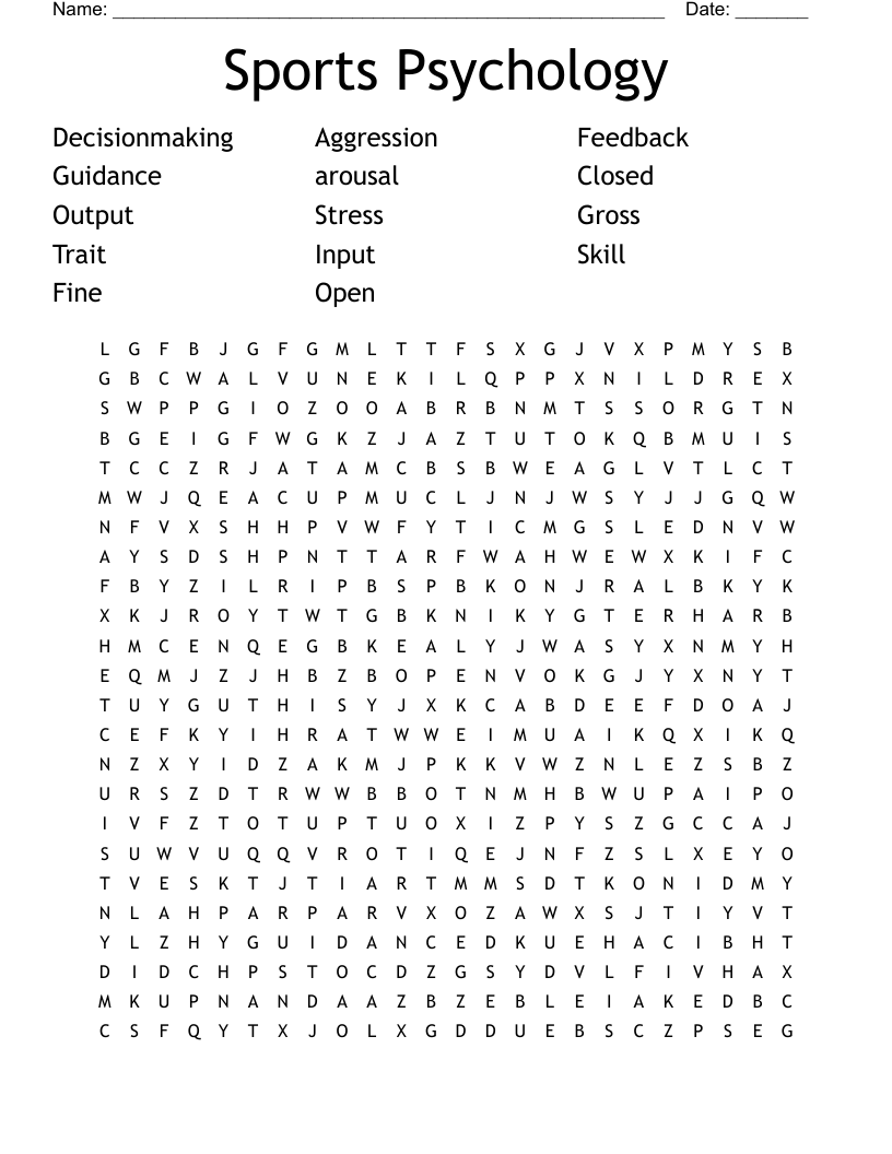 Sports Psychology Word Search