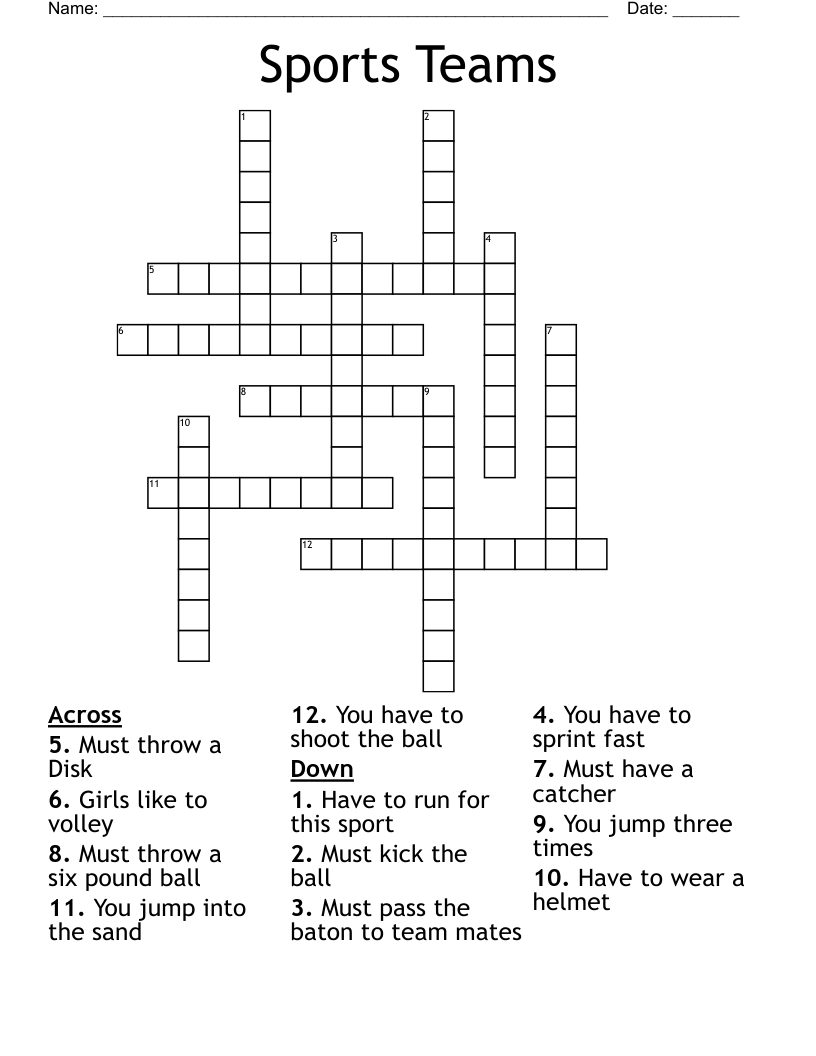 Sports Teams Crossword