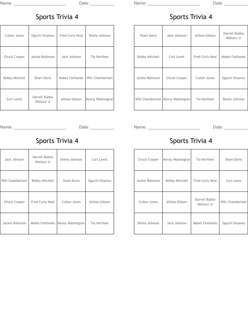 Sports Trivia 4