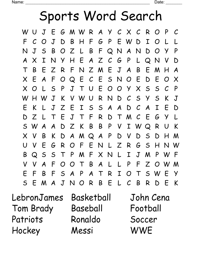 Sports Word Search