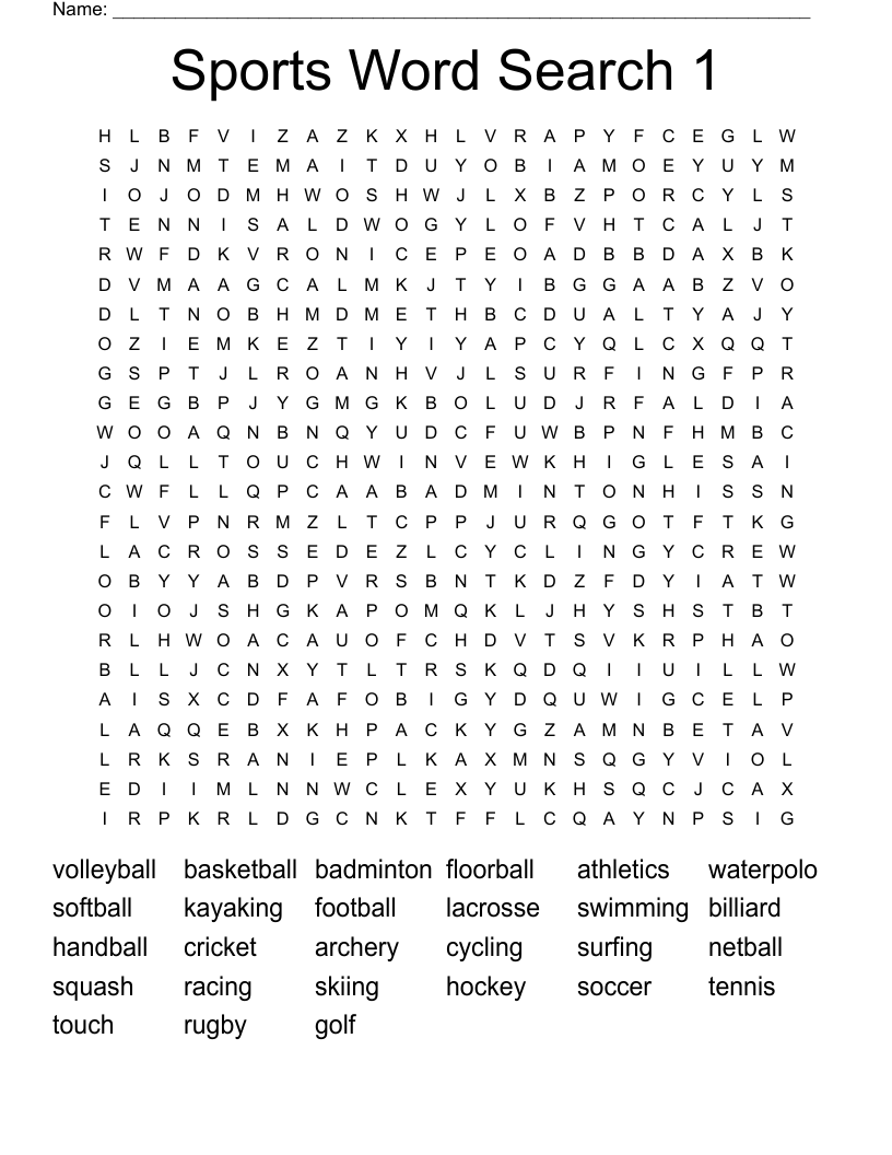 Sports Word Search 1