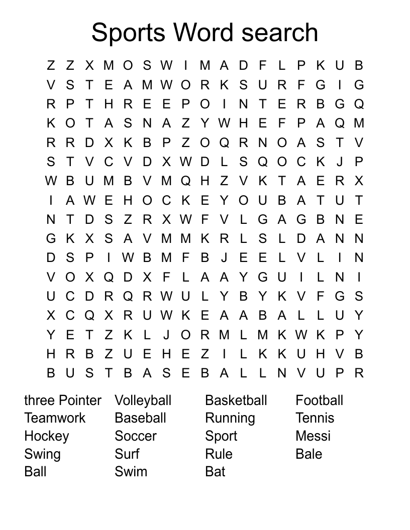 Sports Word search