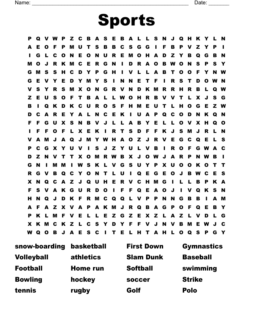 Sports  Word Search