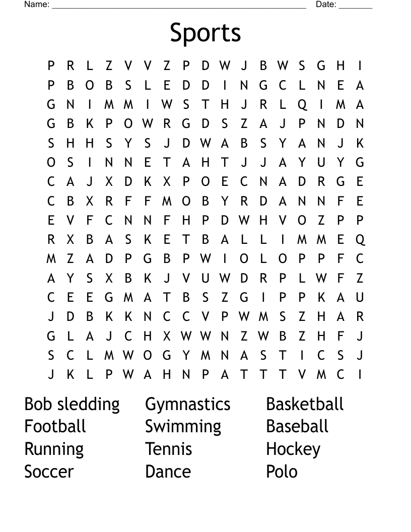 Sports  Word Search