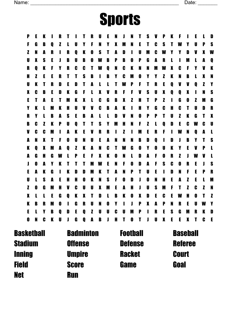 Sports  Word Search