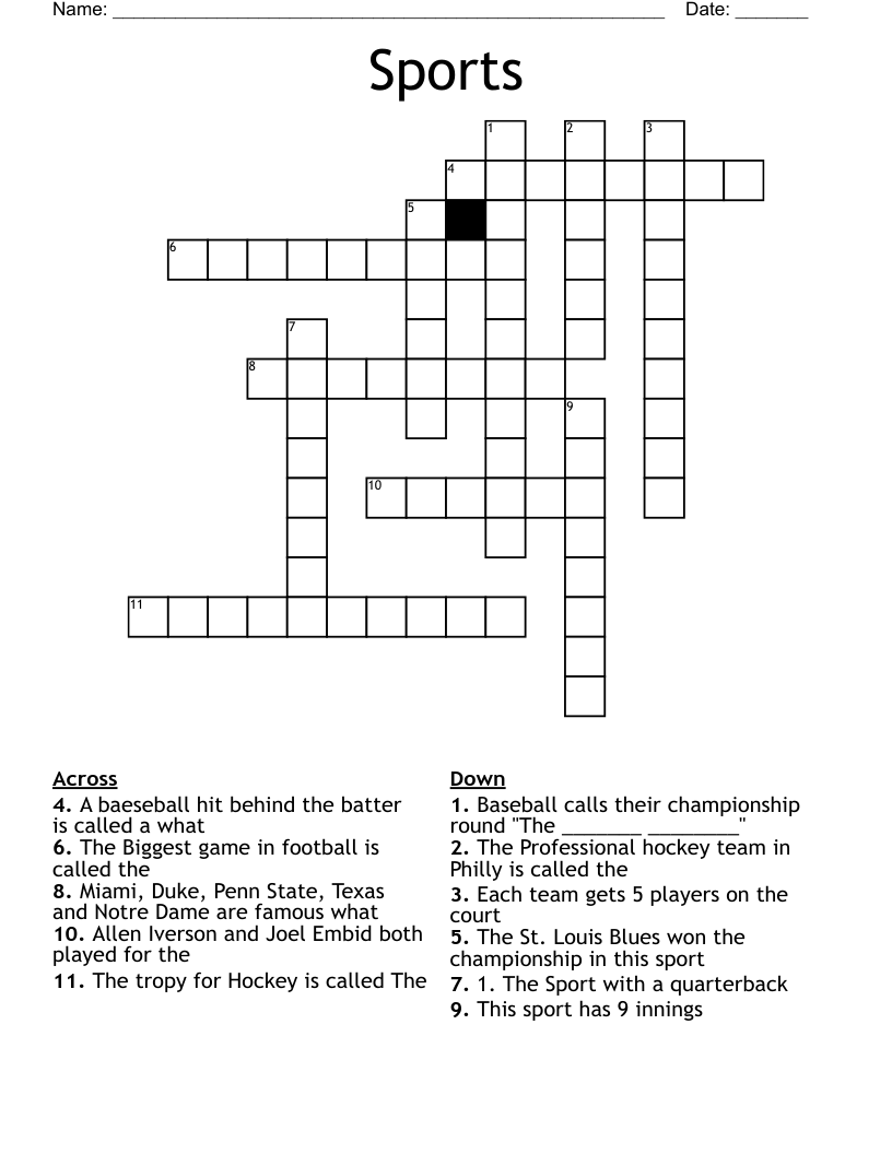 Sports  Crossword