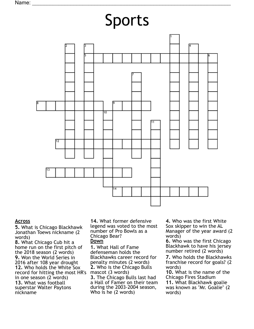 Sports  Crossword