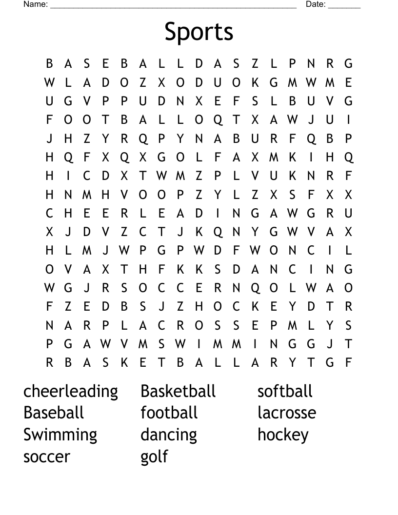 Sports  Word Search