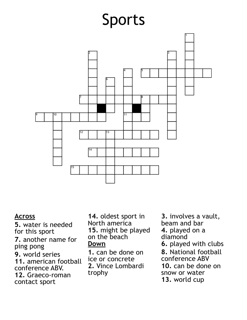 Sports  Crossword