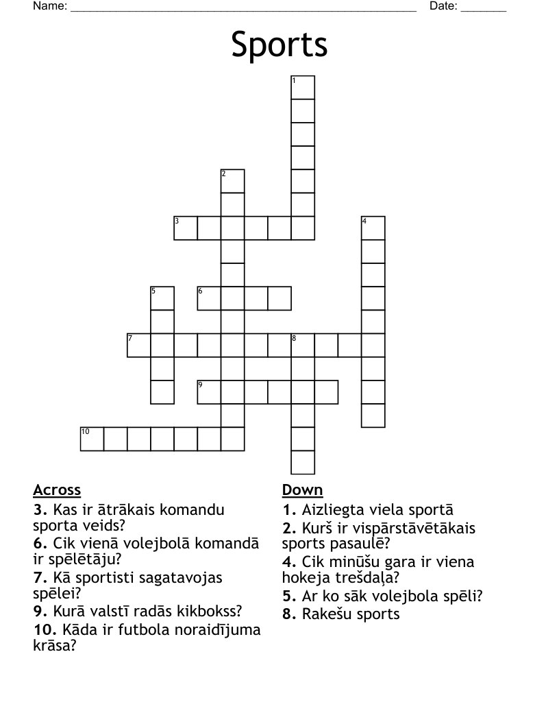 Sports  Crossword