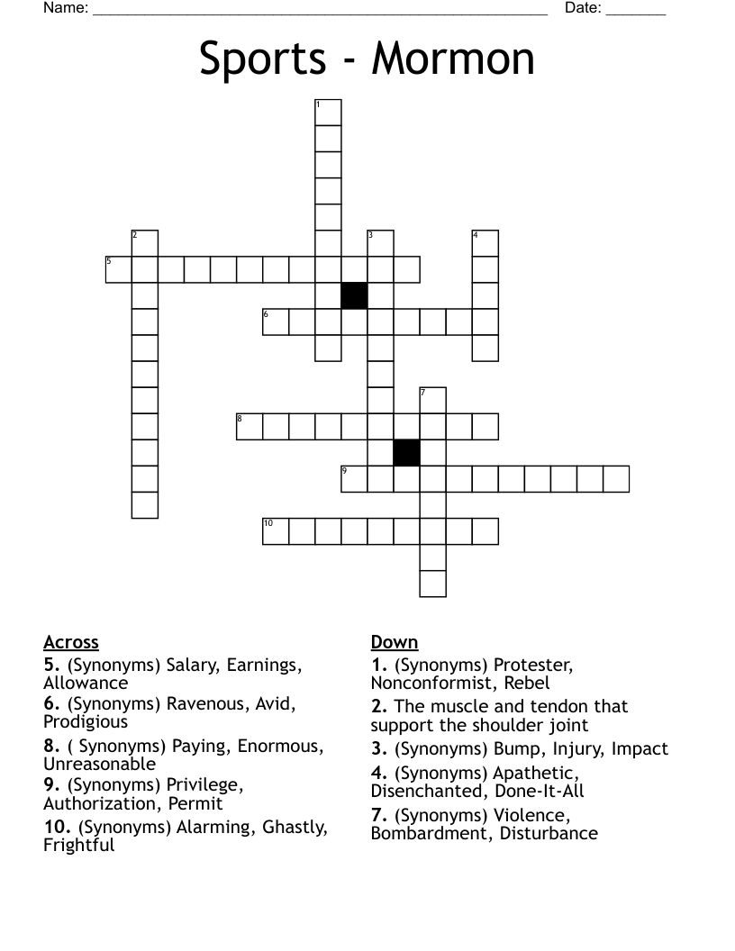Sports - Mormon Crossword