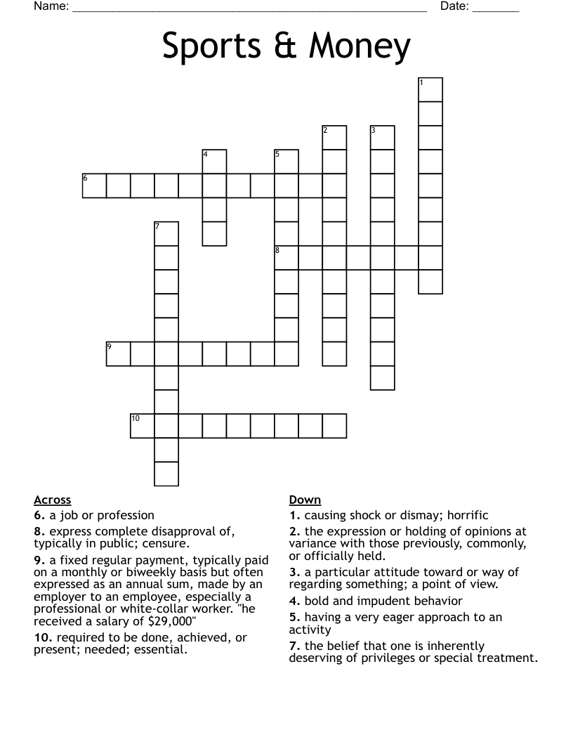 Sports  & Money Crossword