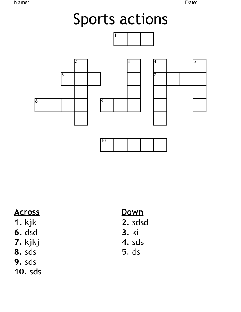 Sports actions Crossword