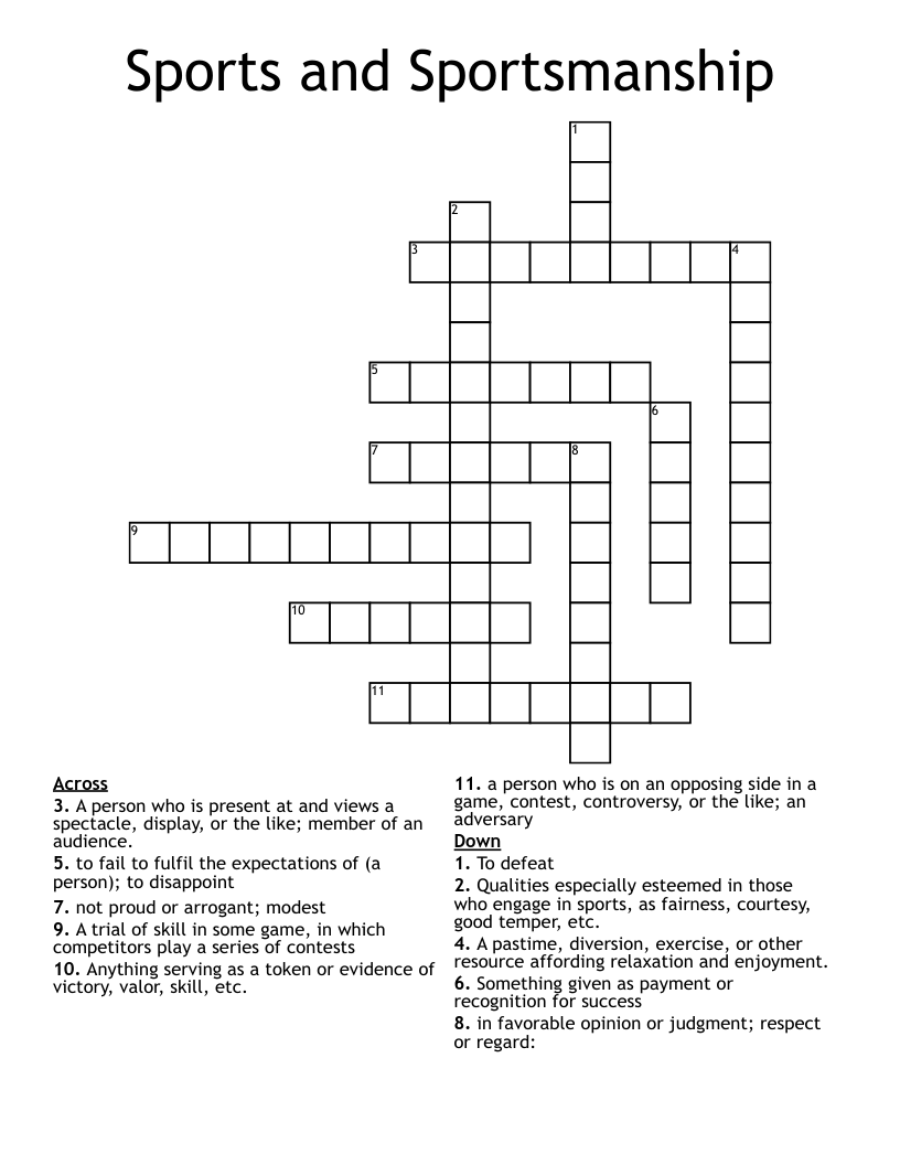 Sports and Sportsmanship Crossword