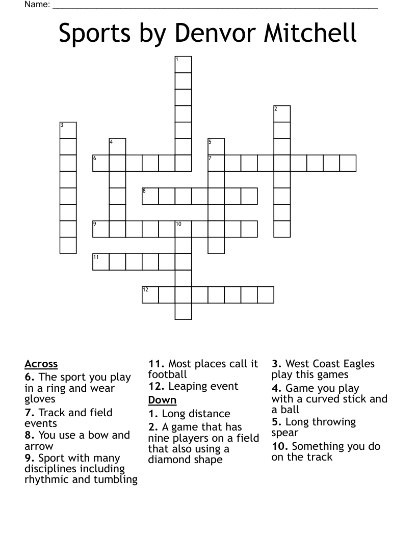 Sports by Denvor Mitchell Crossword